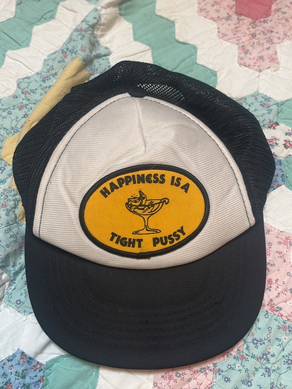 Vintage Happiness Tight Cat Humour Offensive Trucker Hat